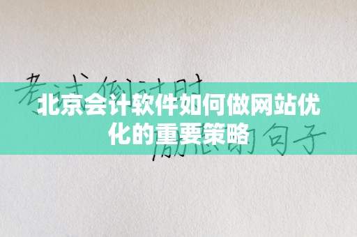 北京会计软件如何做网站优化的重要策略
