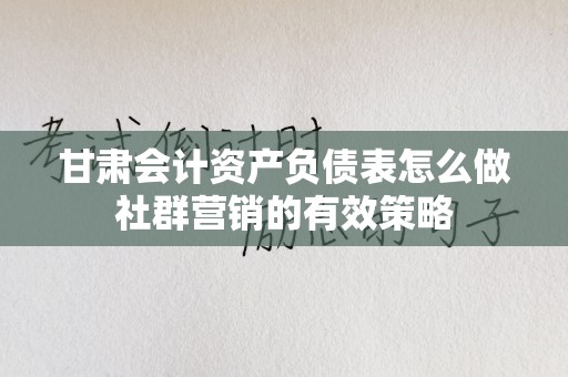 甘肃会计资产负债表怎么做社群营销的有效策略