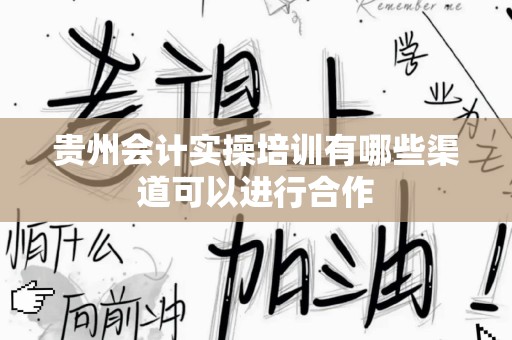 贵州会计实操培训有哪些渠道可以进行合作