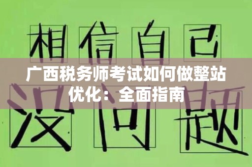 广西税务师考试如何做整站优化：全面指南