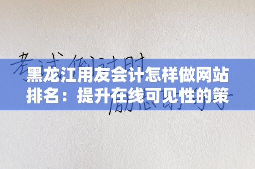 黑龙江用友会计怎样做网站排名：提升在线可见性的策略