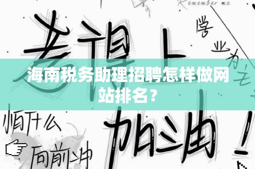 海南税务助理招聘怎样做网站排名？