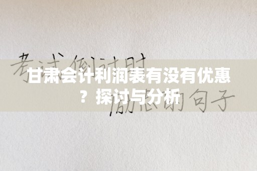 甘肃会计利润表有没有优惠？探讨与分析
