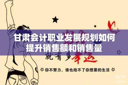 甘肃会计职业发展规划如何提升销售额和销售量