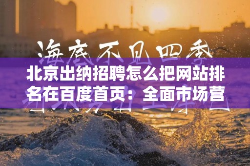 北京出纳招聘怎么把网站排名在百度首页：全面市场营销策略指南