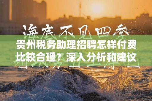 贵州税务助理招聘怎样付费比较合理？深入分析和建议