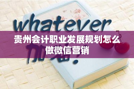 贵州会计职业发展规划怎么做微信营销