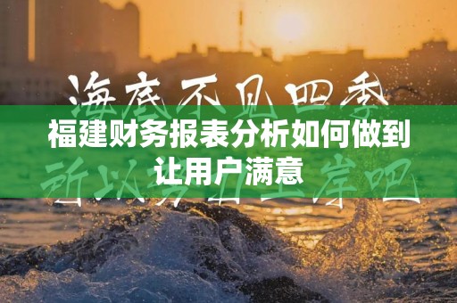 福建财务报表分析如何做到让用户满意