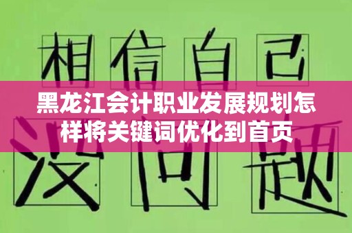 黑龙江会计职业发展规划怎样将关键词优化到首页