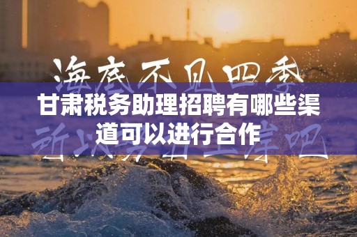 甘肃税务助理招聘有哪些渠道可以进行合作