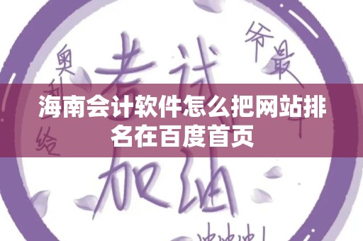 海南会计软件怎么把网站排名在百度首页