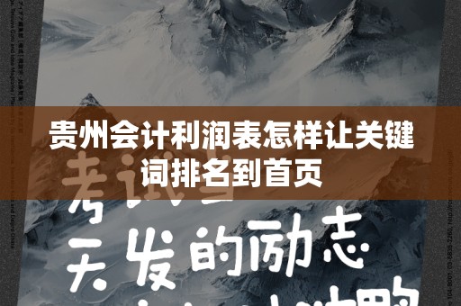 贵州会计利润表怎样让关键词排名到首页