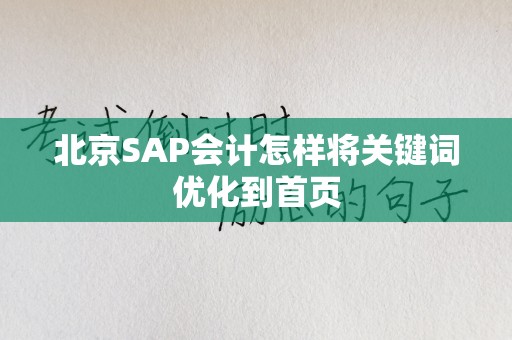 北京SAP会计怎样将关键词优化到首页