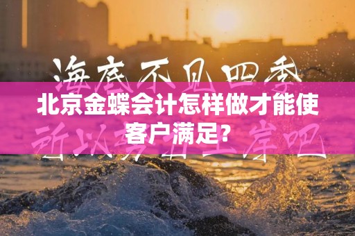 北京金蝶会计怎样做才能使客户满足？