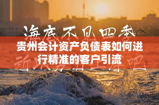 贵州会计资产负债表如何进行精准的客户引流