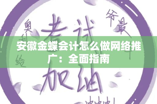 安徽金蝶会计怎么做网络推广：全面指南