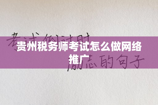 贵州税务师考试怎么做网络推广