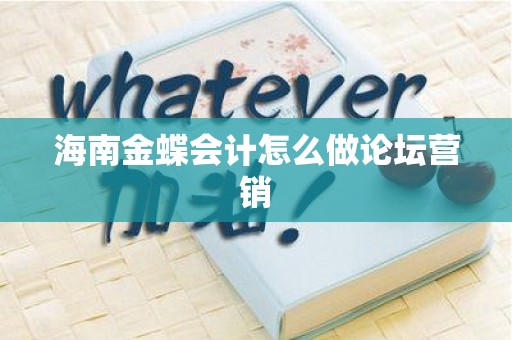 海南金蝶会计怎么做论坛营销