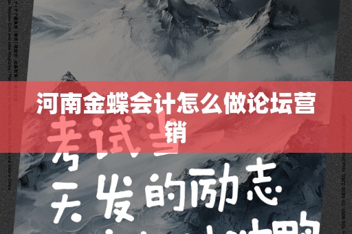 河南金蝶会计怎么做论坛营销