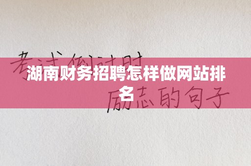 湖南财务招聘怎样做网站排名