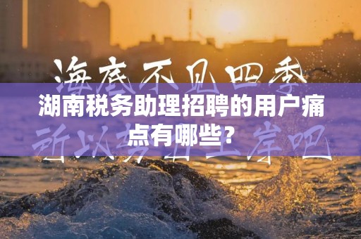 湖南税务助理招聘的用户痛点有哪些？