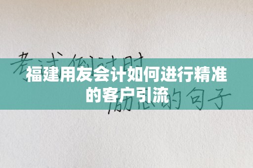 福建用友会计如何进行精准的客户引流