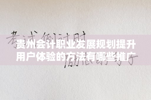 贵州会计职业发展规划提升用户体验的方法有哪些推广方式有哪些