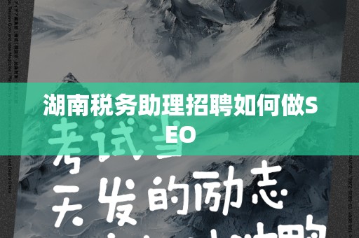 湖南税务助理招聘如何做SEO