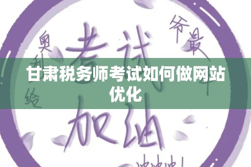 甘肃税务师考试如何做网站优化