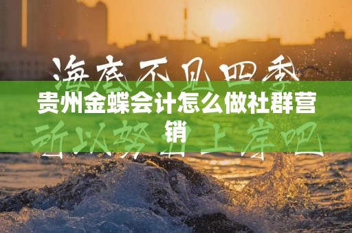 贵州金蝶会计怎么做社群营销