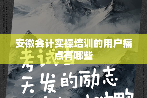 安徽会计实操培训的用户痛点有哪些
