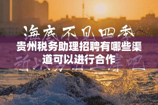贵州税务助理招聘有哪些渠道可以进行合作