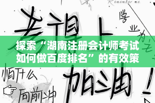 探索“湖南注册会计师考试如何做百度排名”的有效策略