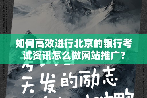 如何高效进行北京的银行考试资讯怎么做网站推广？
